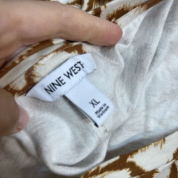 Nine West Dress size Extra Large Brown Tiger Straight Midi Jersey Stretch Modest - Picture 12 of 12